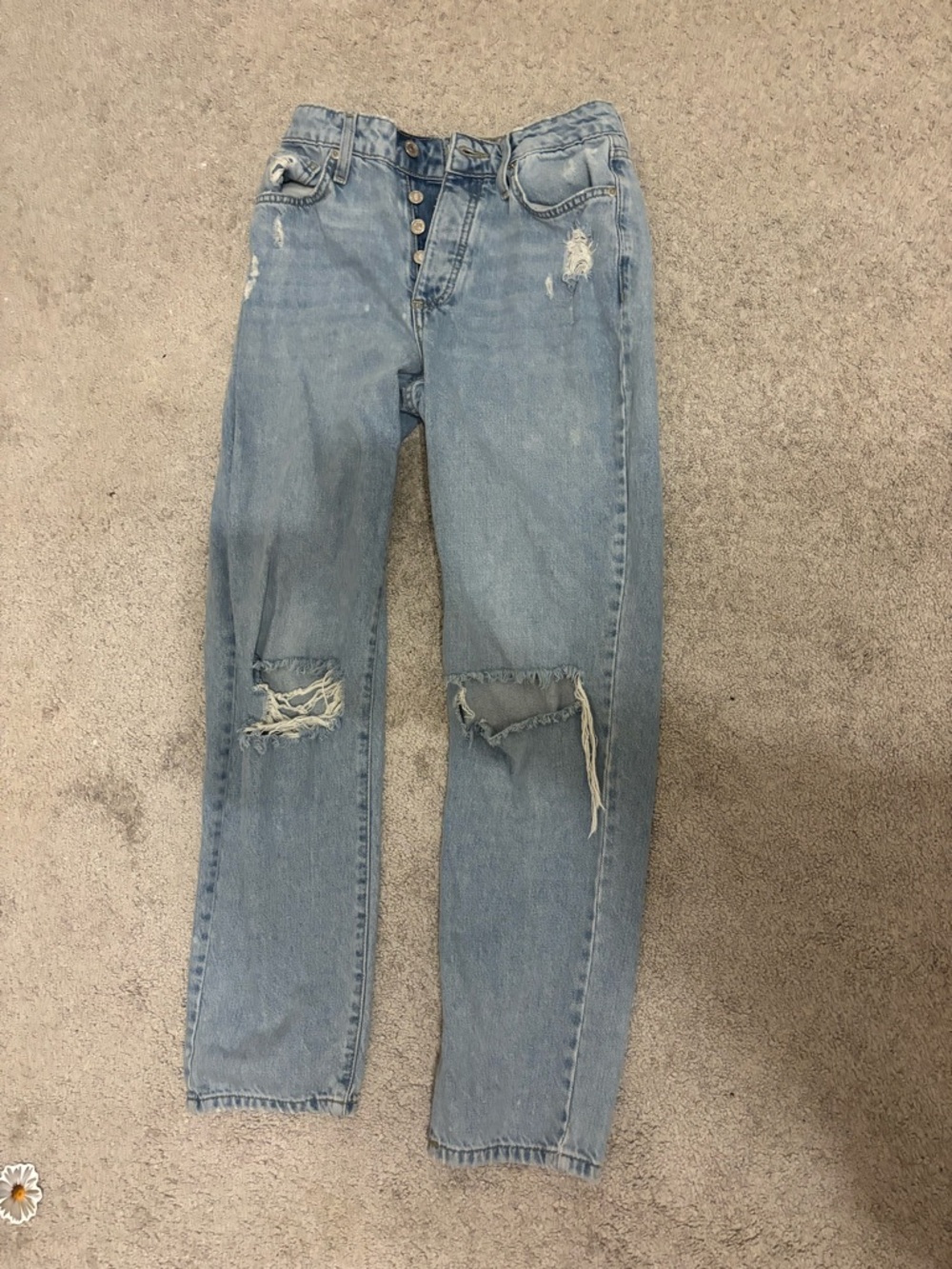 Forever 21 Light Blue Distressed Boyfriend Jeans